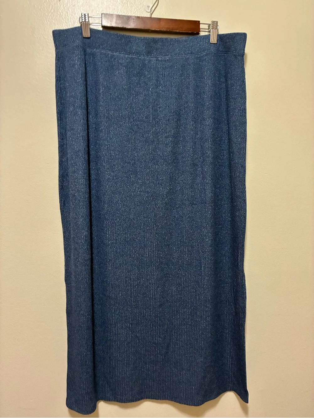 Talbots Haven Well Within Ribbed Knit Maxi Skirt in Denim Blue size xl